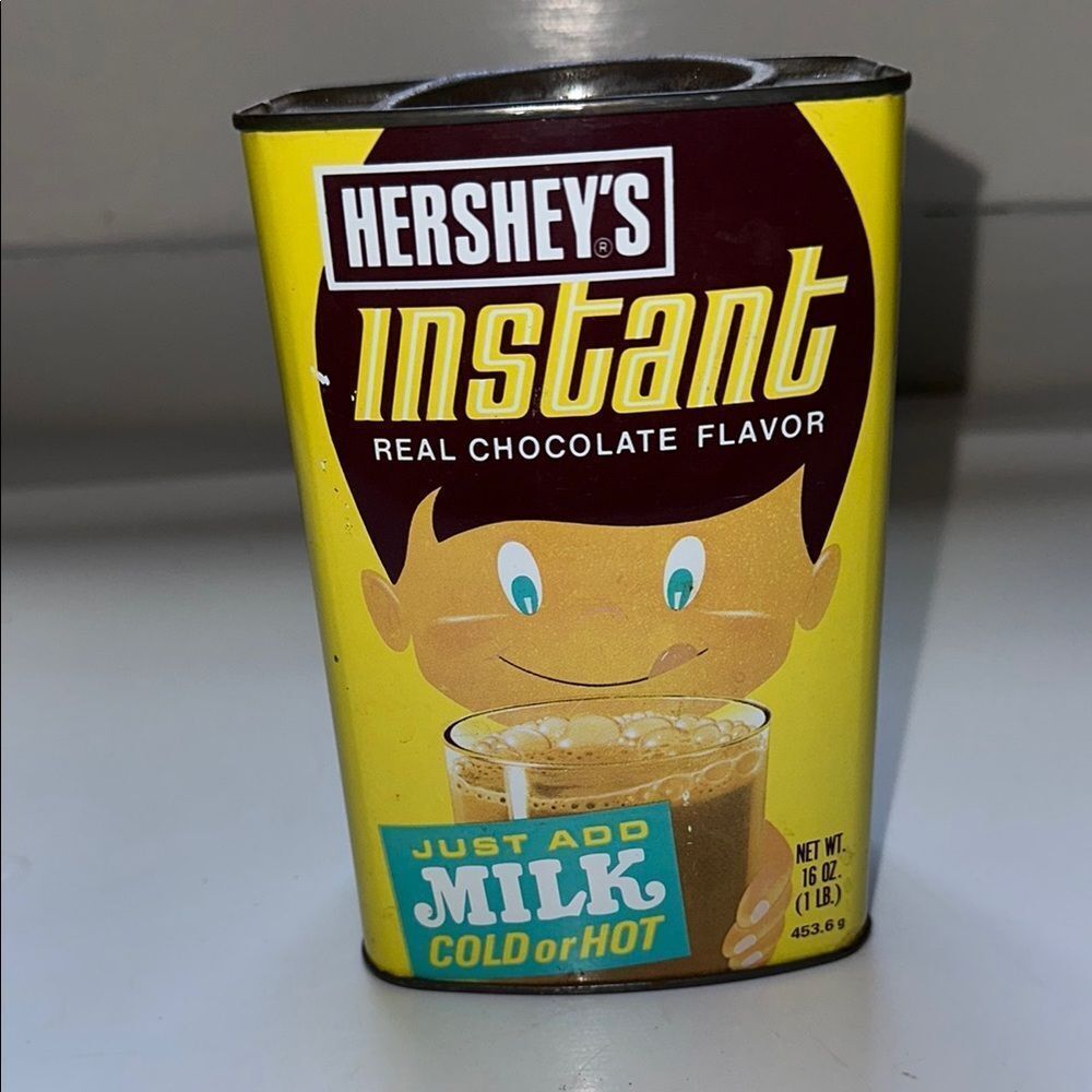 Vintage 70s Hershey's Instant Chocolate Drink Mix Tin - Picture 1 of 9